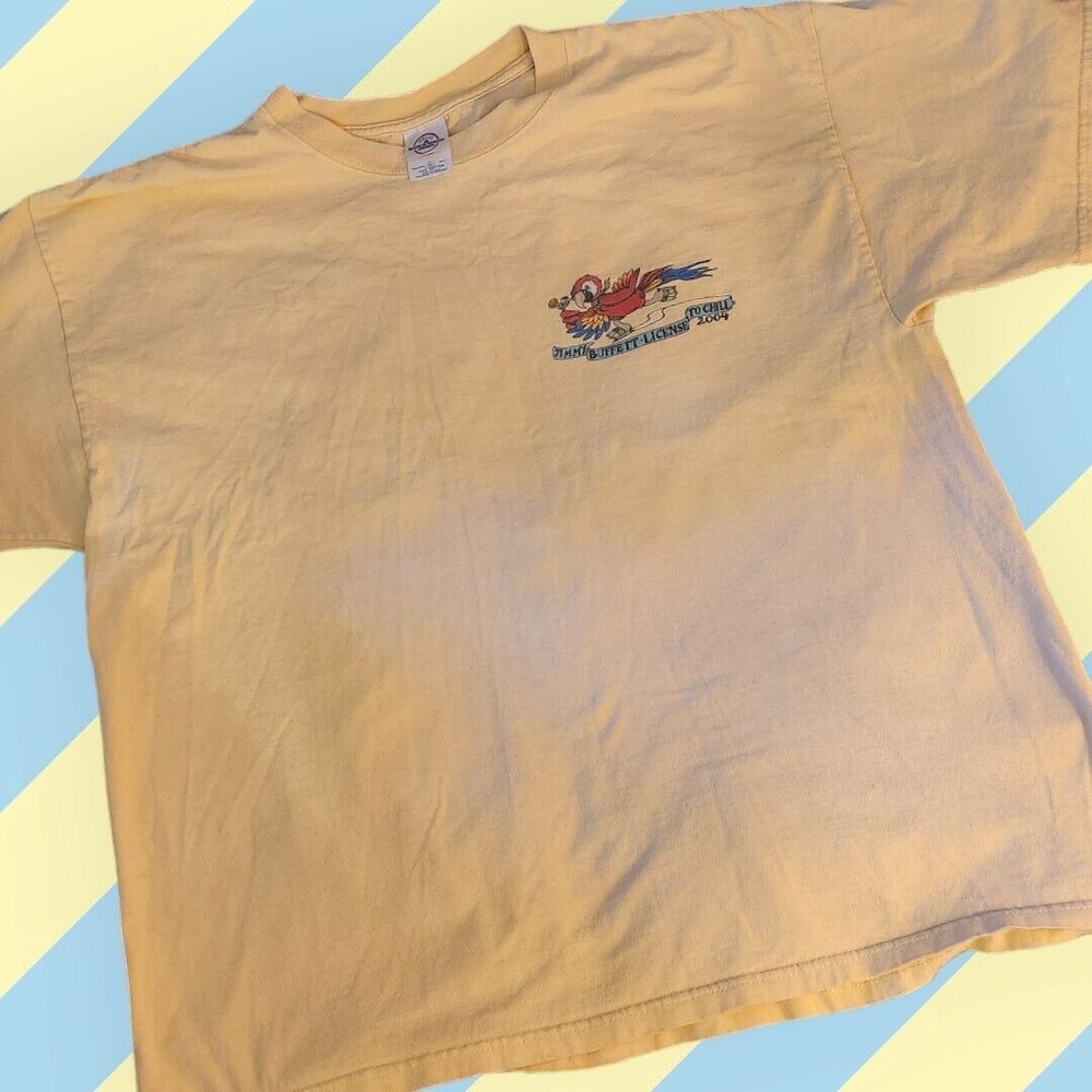Jimmy Buffet, T Shirt, XL, Yellow, "License To Chill" Band  Tour Merchandise